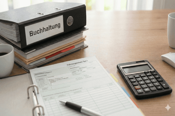 Ordner mit Buchhaltung zur THG-Quote